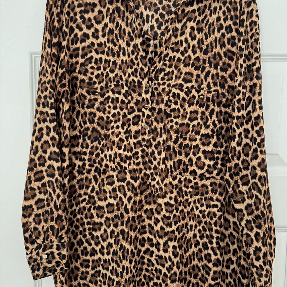 Zara Brown Leopard Print Blouse